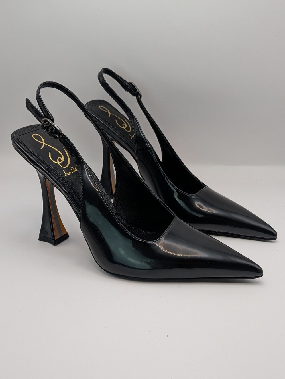 Sam Edelman Black Patent Slingback Pointed-Toe Heels